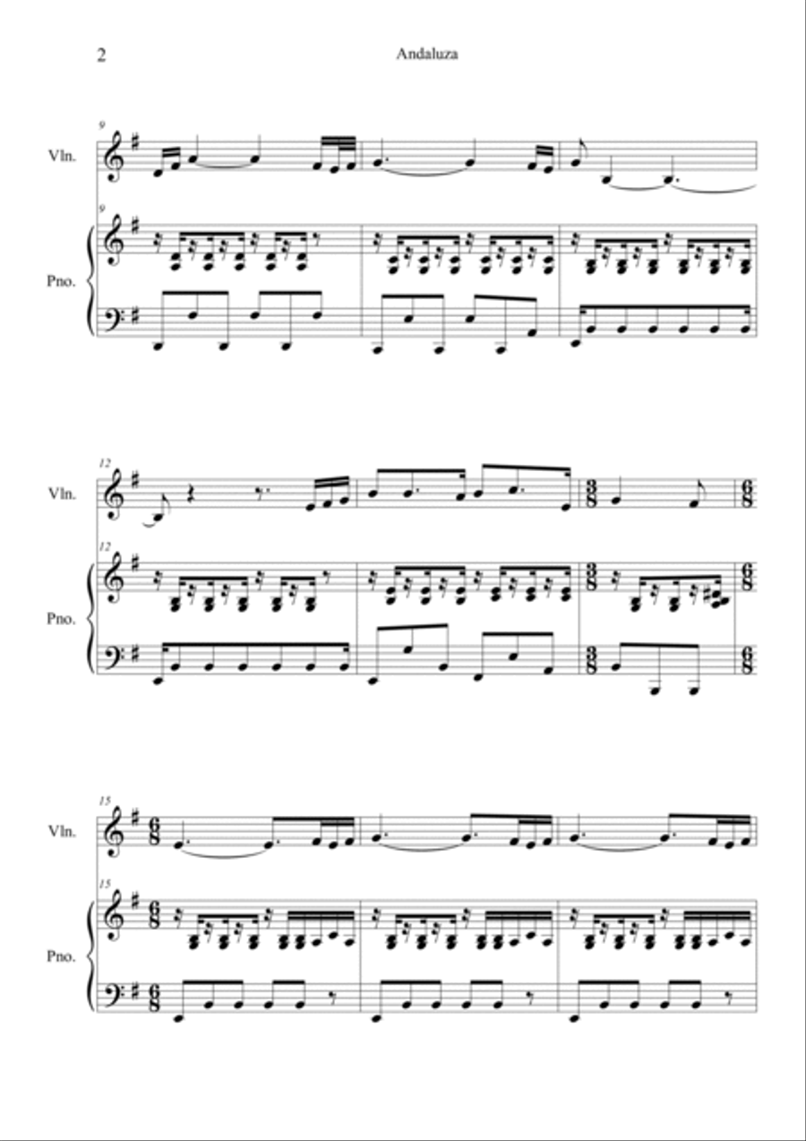 Andaluza Violin Solo scores gallery preview page 2