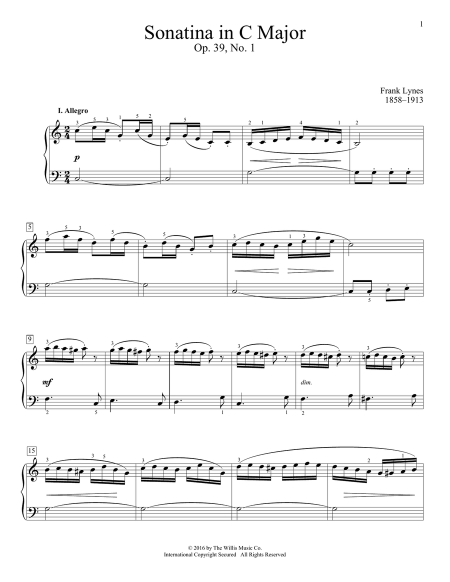 Sonatina In C Major, Op. 39, No. 1 Piano Method scores gallery preview page 1