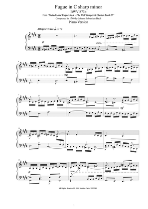Bach - Fugue in C sharp minor BWV 873b - Piano version