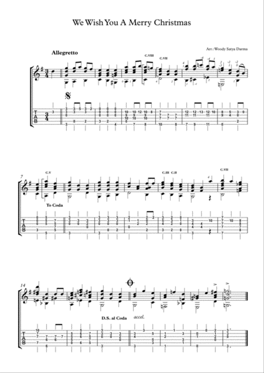 We Wish You a Merry Christmas Electric Guitar scores gallery preview page 1