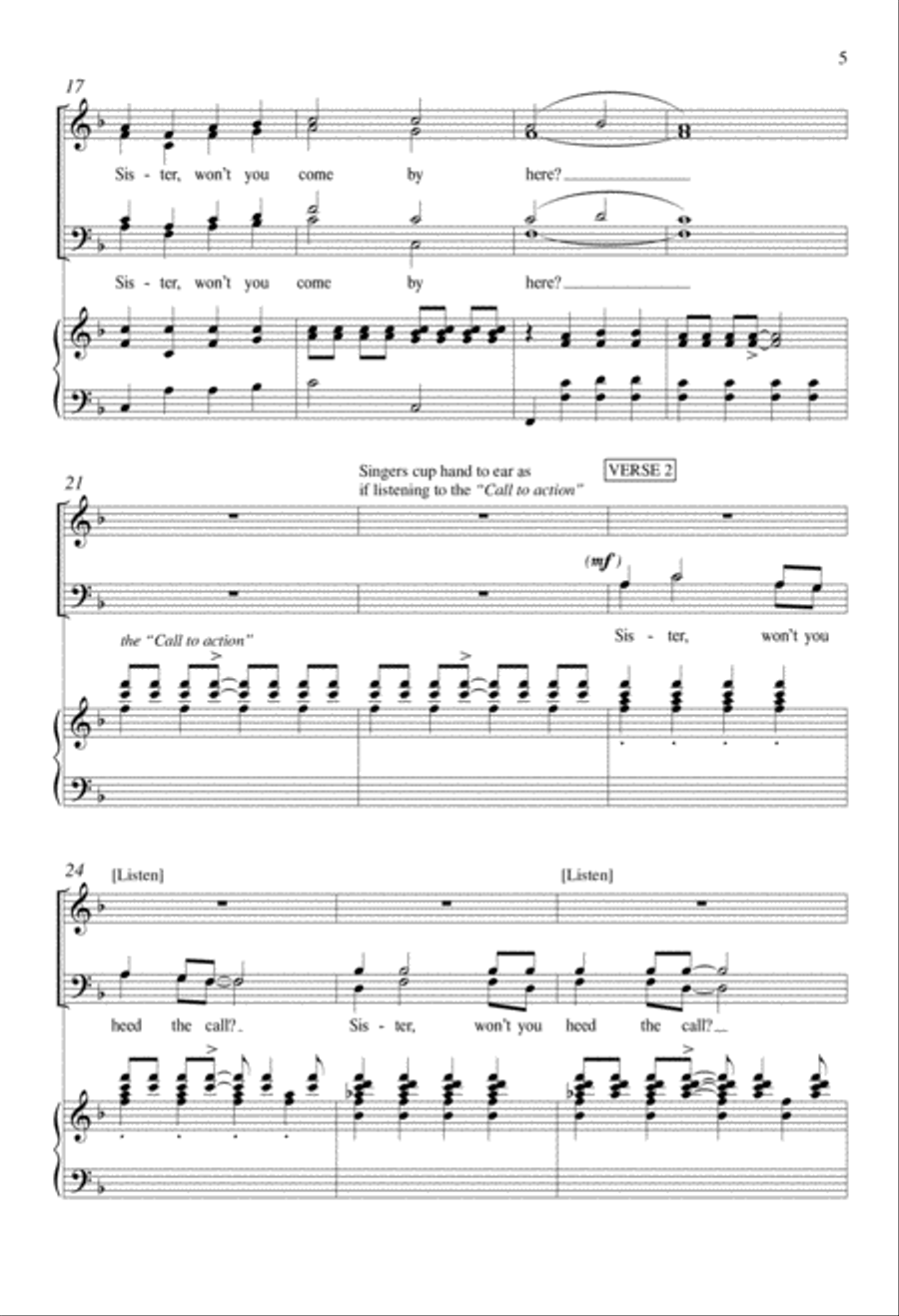 Sister, Come By Here! Divisi scores gallery preview page 4
