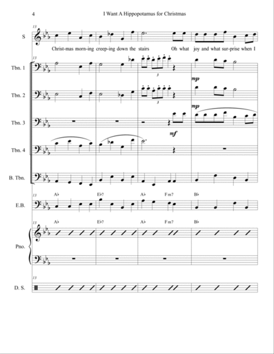 I Want A Hippopotamus For Christmas (Hippo The Hero) Small Ensemble scores gallery preview page 6
