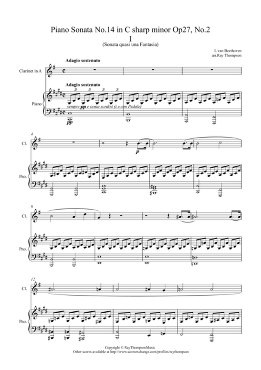 Beethoven: Piano Sonata No.14 in C sharp minor Op 27 No.2 ("Moonlight") Mvt.I - Clarinet/piano image number null