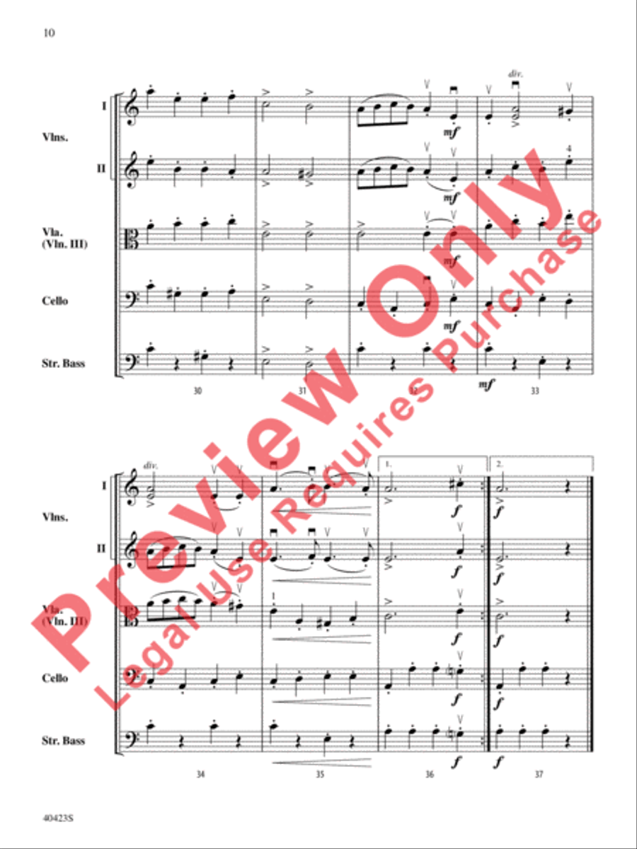 Gavotte and Rigadon from Suite in A Minor String Orchestra scores gallery preview page 11