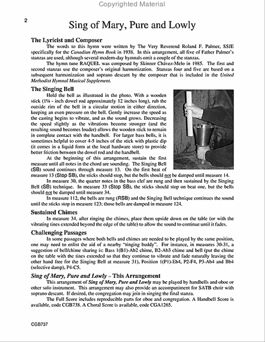Sing of Mary, Pure and Lowly Full Score Handbell Choir scores gallery preview page 2