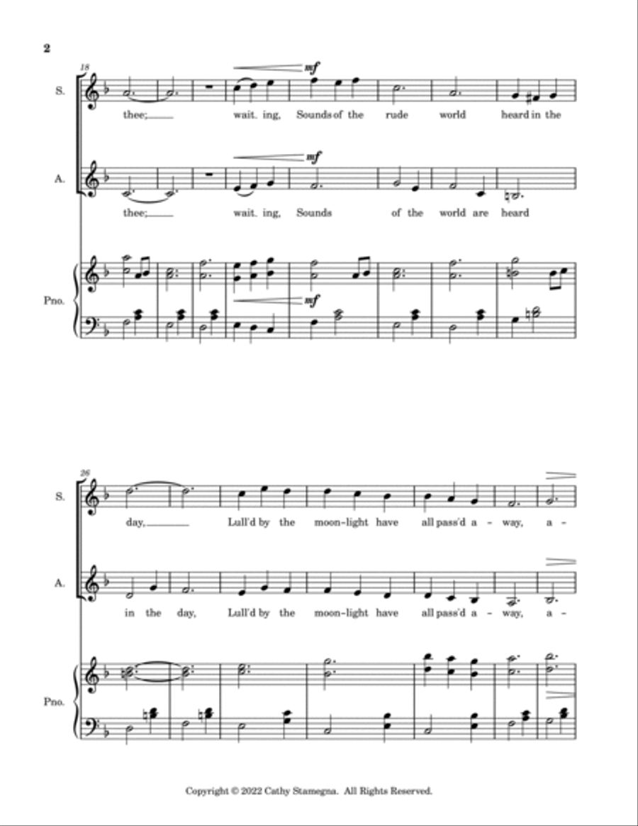 Beautiful Dreamer (SA Duet, Piano Accompaniment) SA scores gallery preview page 3