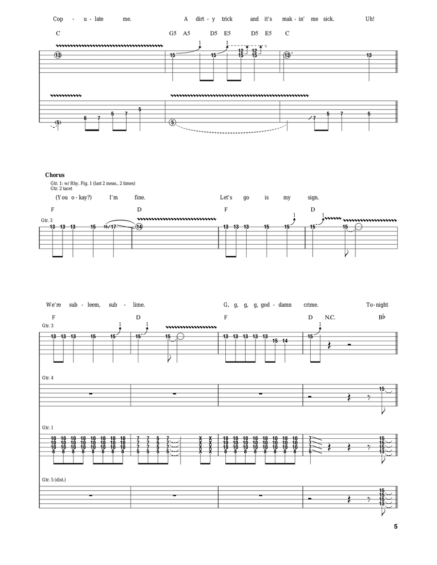 Head Like A Haunted House by Queens of the Stone Age Electric Guitar - Digital Sheet Music page 5