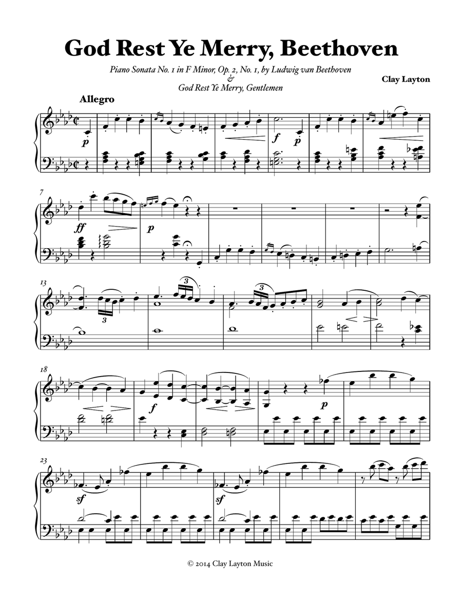 God Rest Ye Merry, Beethoven Piano Solo scores gallery preview page 2