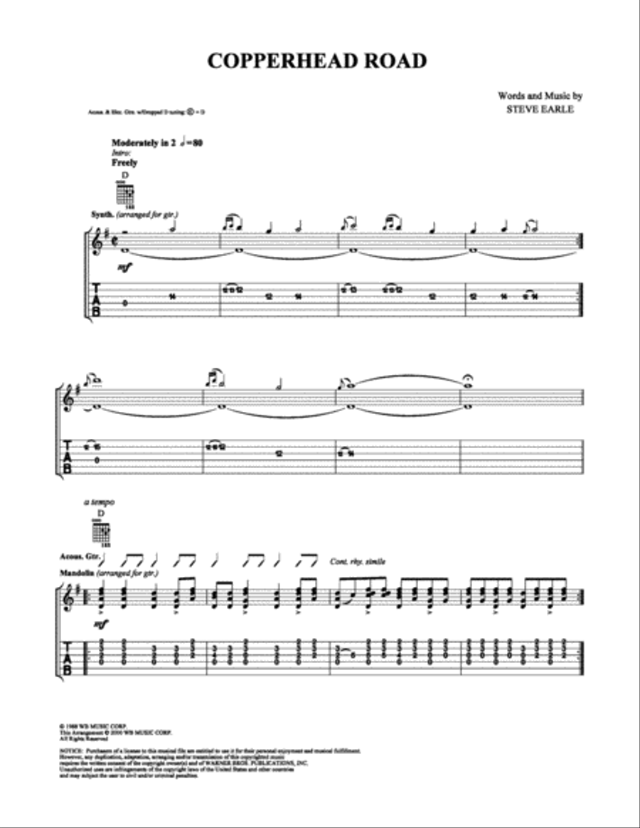 Copperhead Road Electric Guitar scores gallery preview page 1