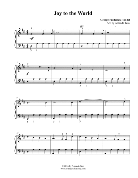 Joy To The World – Late Beginner Christmas Piano Sheet Music Solo image number null