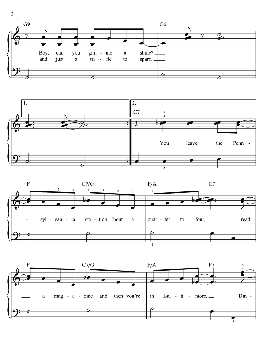 Chattanooga Choo Choo Easy Piano scores gallery preview page 2