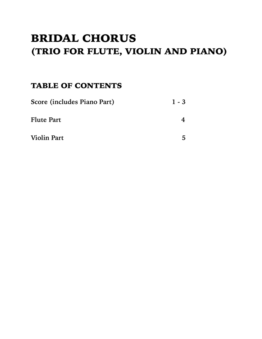 Bridal March (Here Comes the Bride): Wedding Trio for Flute, Violin and Piano Small Ensemble scores gallery preview page 3