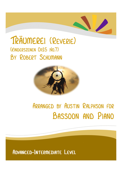 Traumerei (Kinderszenen No.7) - bassoon and piano with FREE BACKING TRACK to play along image number null