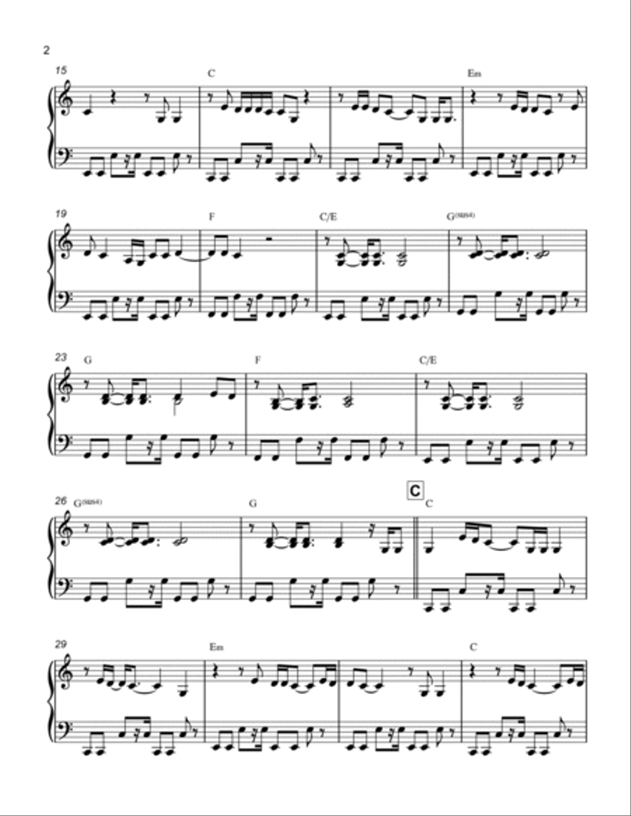 Streets of Philadelphia (piano solo in C) Piano Solo scores gallery preview page 2