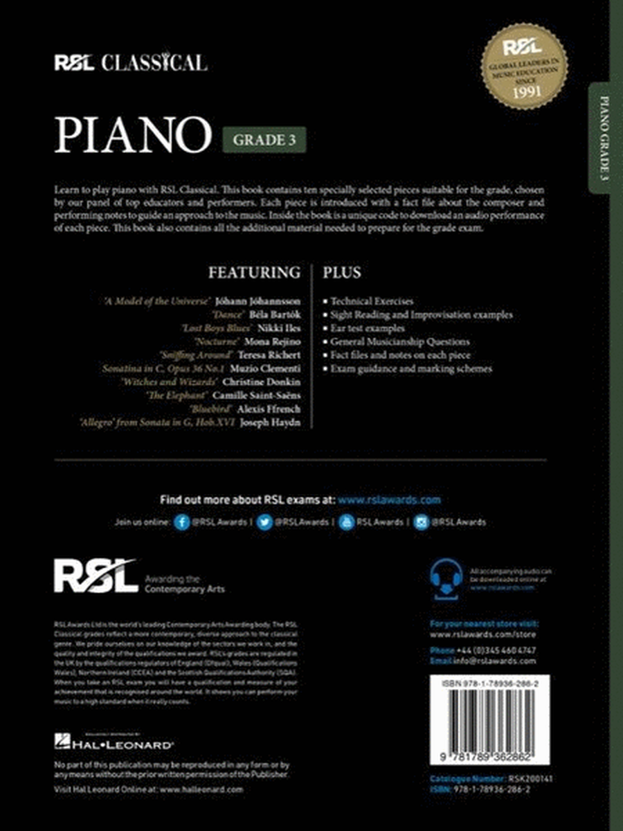 RSL Classical Piano Grade 3 (2021)