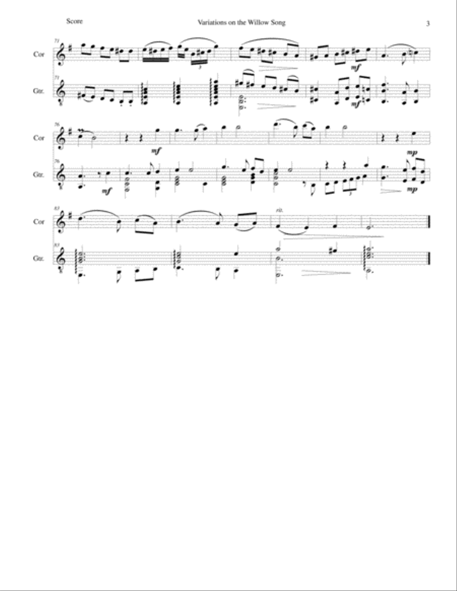Variations on the Willow Song for cor anglais and guitar English Horn scores gallery preview page 3