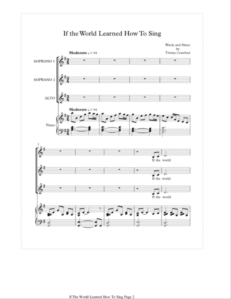 If The World Learned How To Sing SSA scores gallery preview page 2
