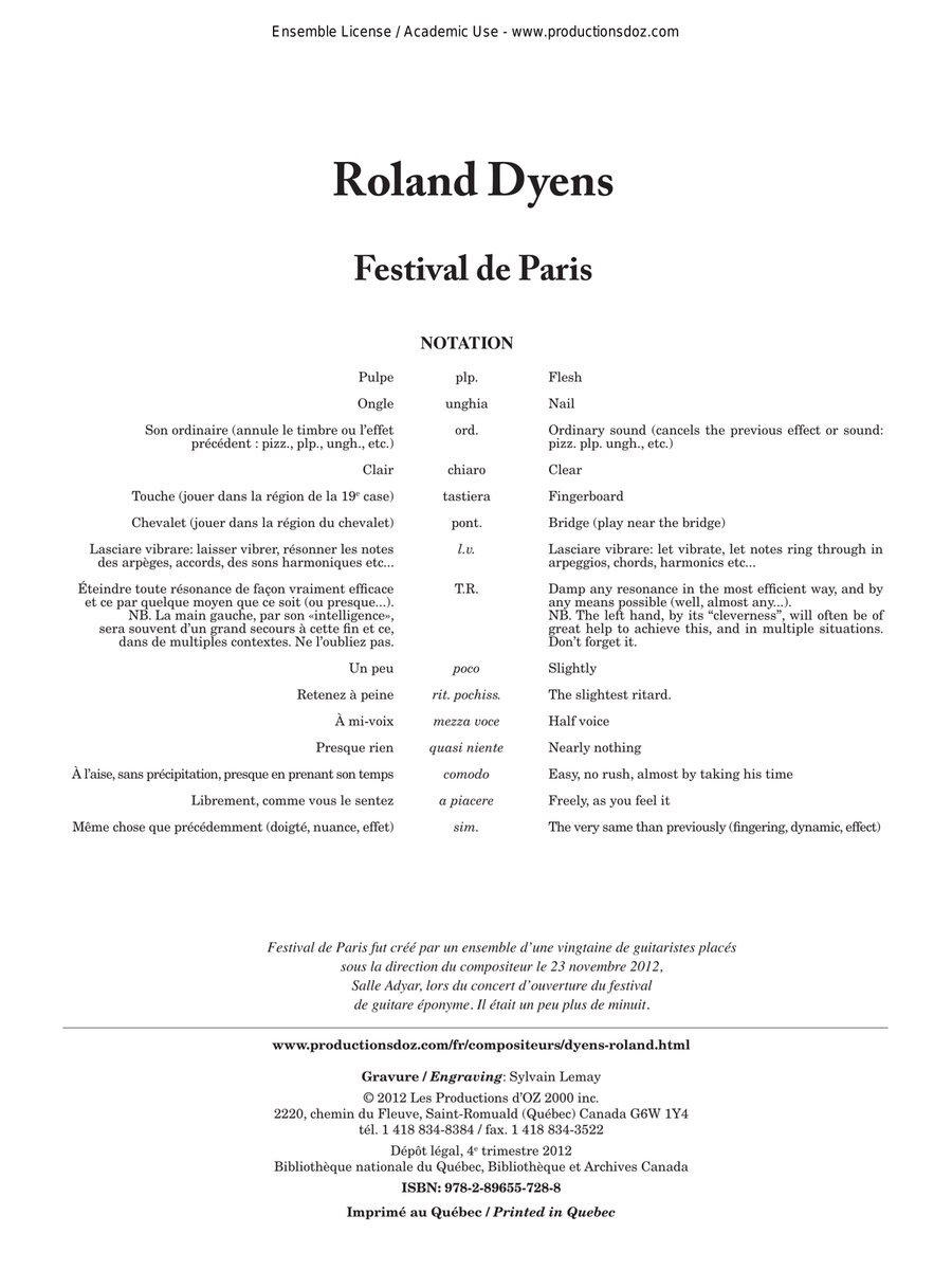 Festival de Paris Guitar Ensemble scores gallery preview page 1