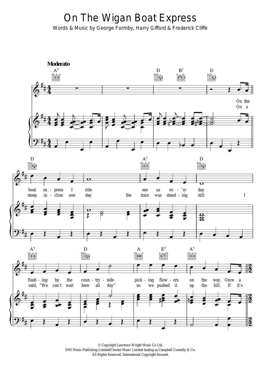 On The Wigan Boat Express Piano, Vocal scores gallery preview page 1