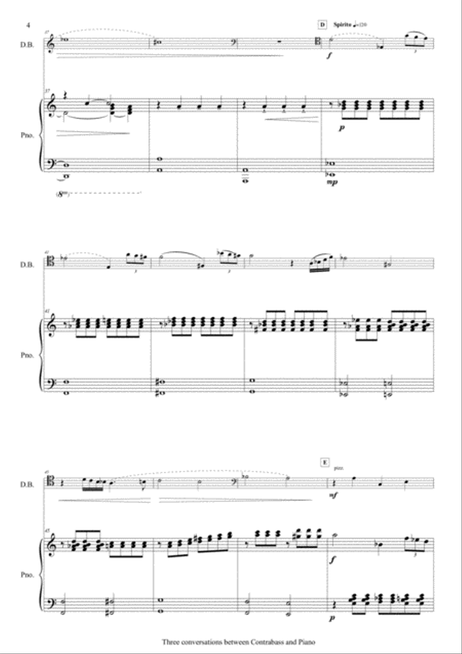 3 Conversations between Contrabass and Piano Double Bass scores gallery preview page 4