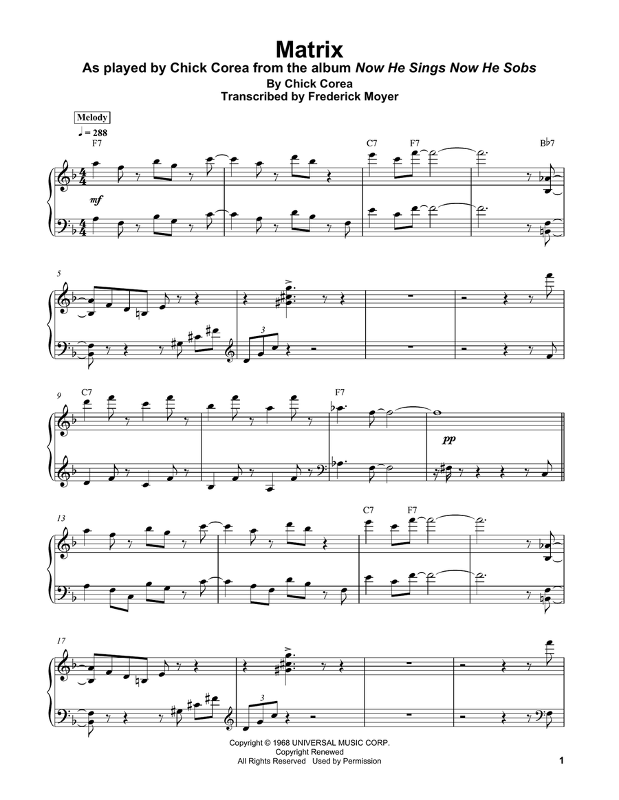 Matrix Piano scores gallery preview page 1