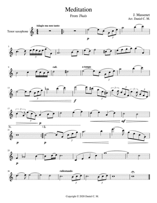 Meditation for tenor saxophone and piano (easy)