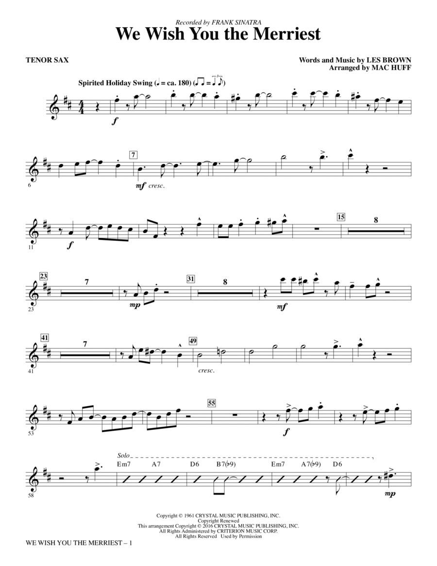 We Wish You the Merriest - Tenor Sax Choir scores gallery preview page 1
