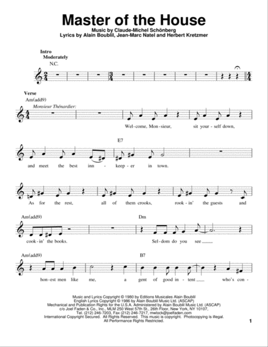 Master Of The House Voice scores gallery preview page 1