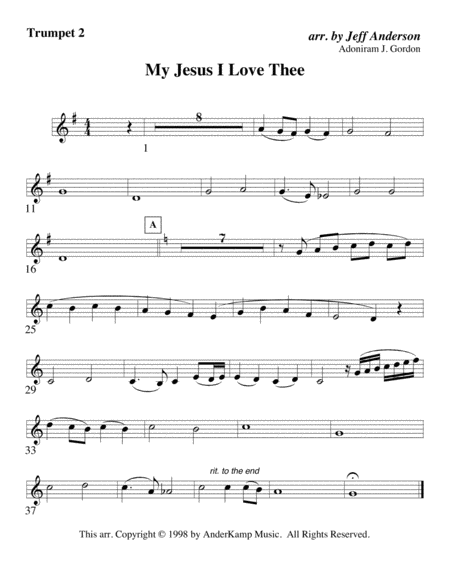 My Jesus I Love Thee for Brass Quintet image number null