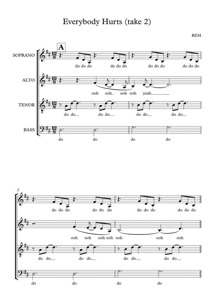 Everybody Hurts Everybody Hurts 4-Part scores gallery preview page 1