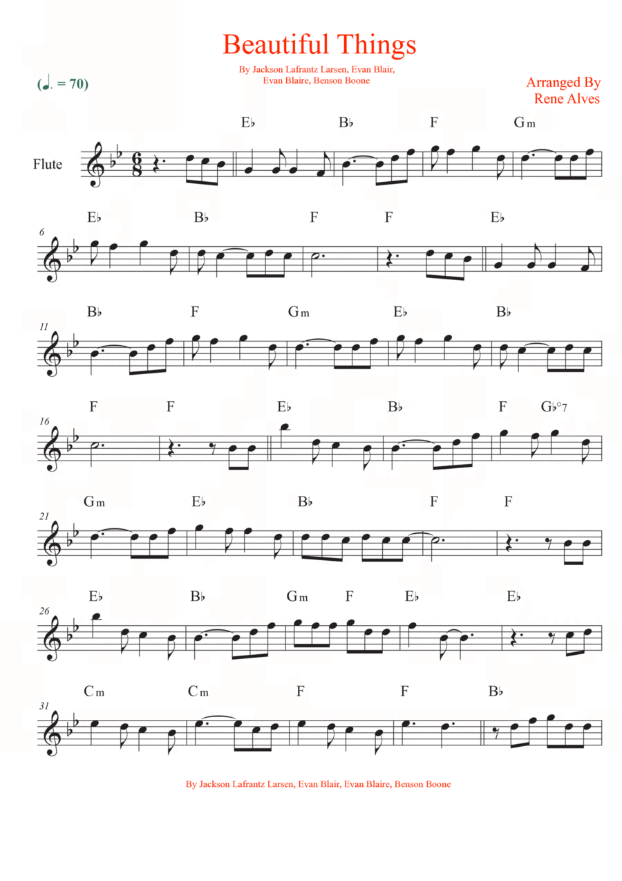 Beautiful Things Flute Solo scores gallery preview page 1