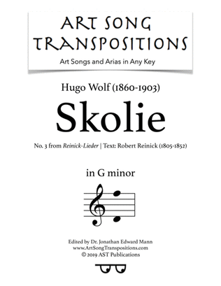 Book cover for WOLF: Skolie (transposed to G minor)