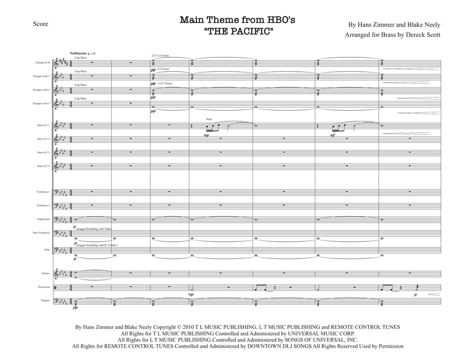 The Pacific (main Title) The Pacific (main Title) Brass Ensemble scores gallery preview page 1
