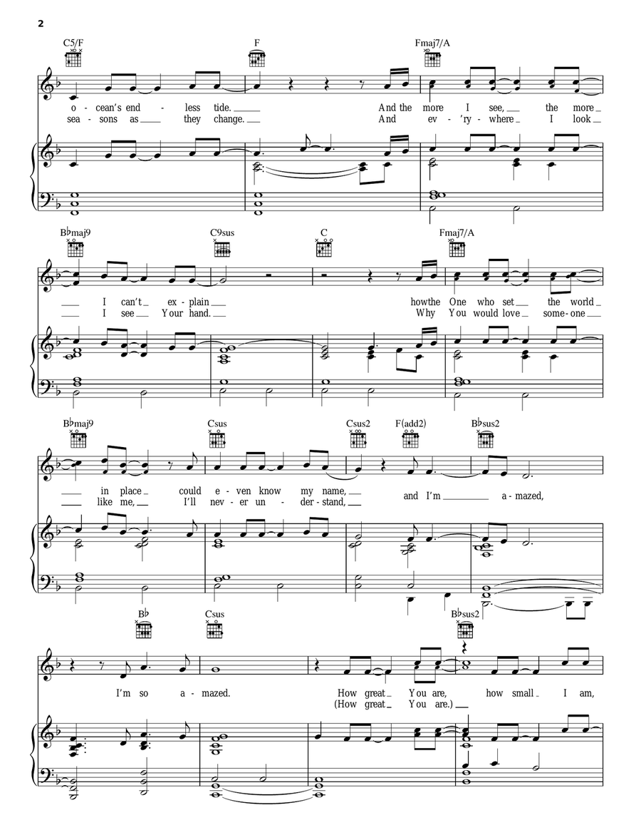 How Great You Are Piano, Vocal, Guitar scores gallery preview page 2