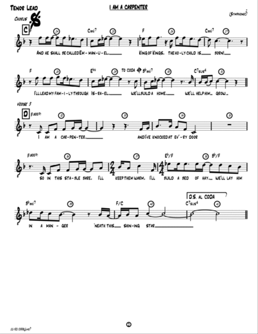 I Am a Carpenter (Joseph's Song) [Lead Sheet w/Acoustic Guitar - Key of F] image number null