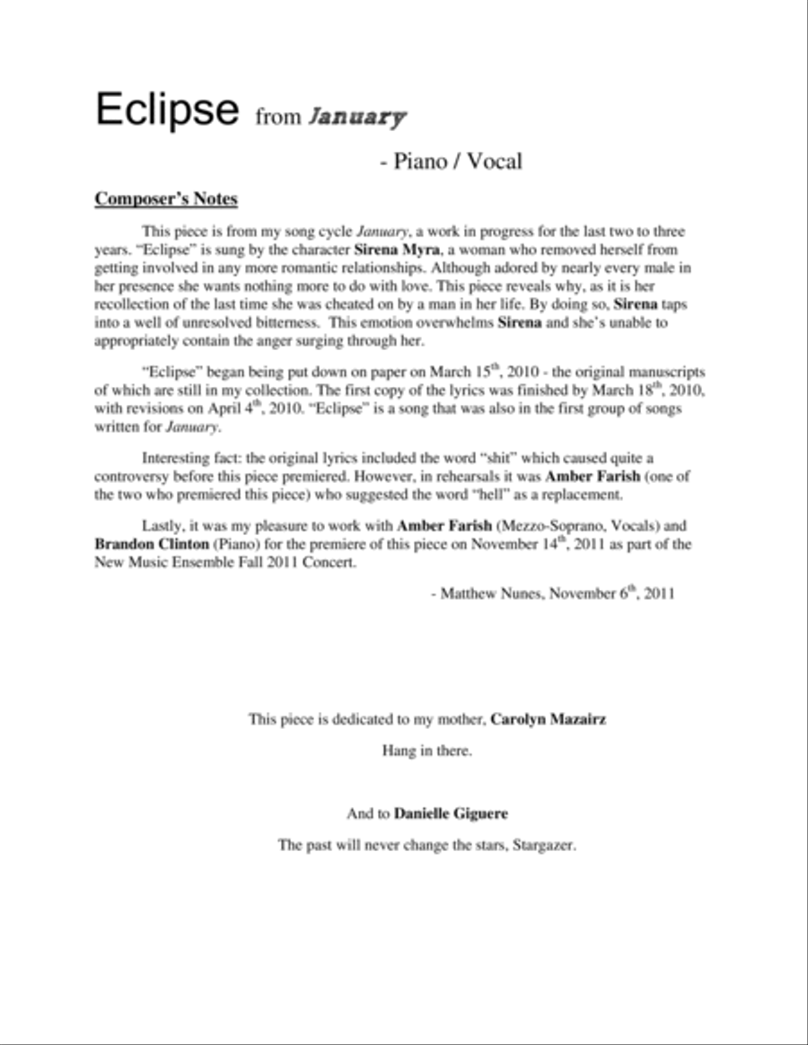 Eclipse for Mezzo-Soprano and Piano Mezzo-Soprano Voice scores gallery preview page 2