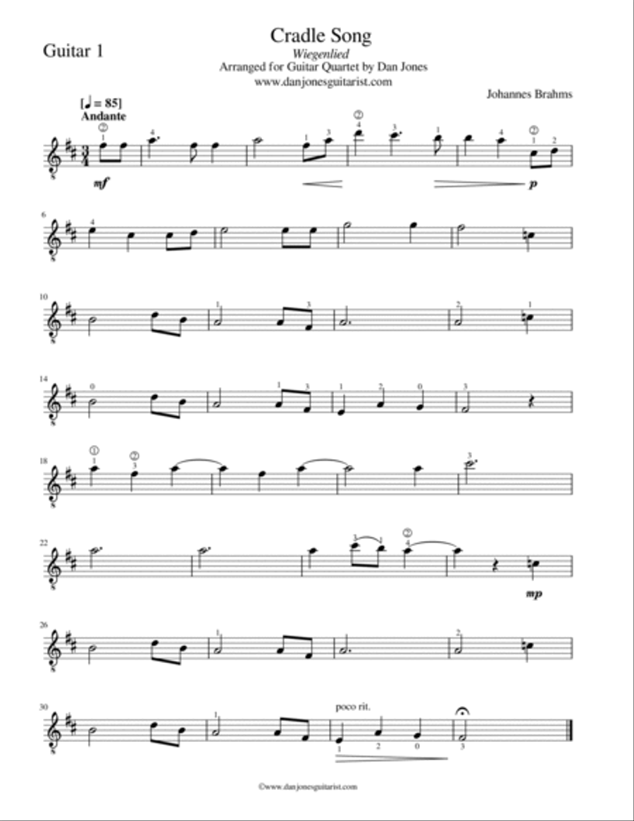 Cradle Song (Wiegenlied) Classical Guitar scores gallery preview page 6