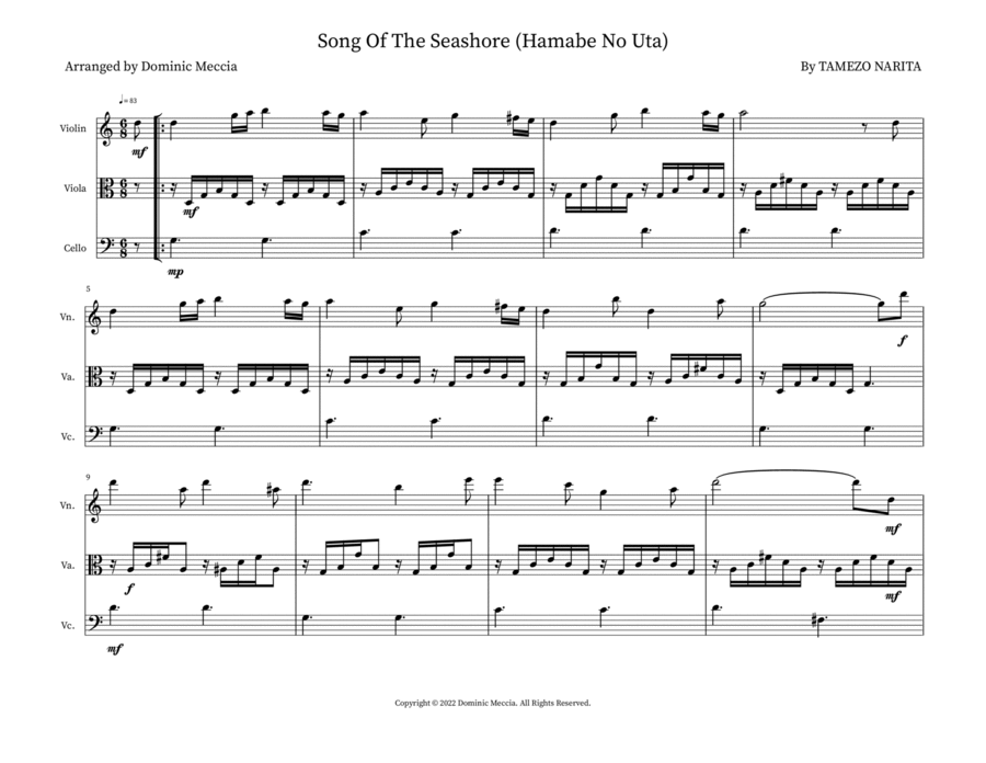 Song Of The Seashore (Hamabe No Uta) Small Ensemble scores gallery preview page 1