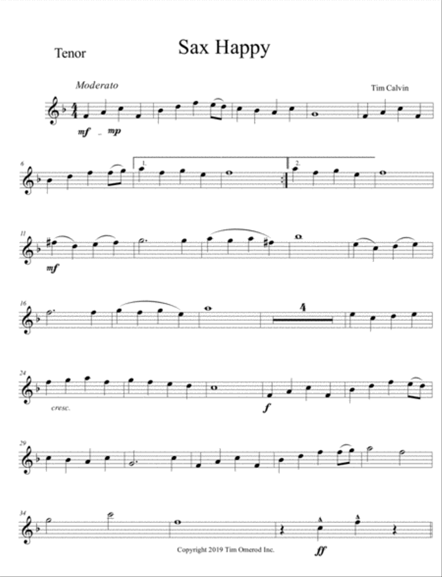 Sax Happy Tenor Saxophone scores gallery preview page 1