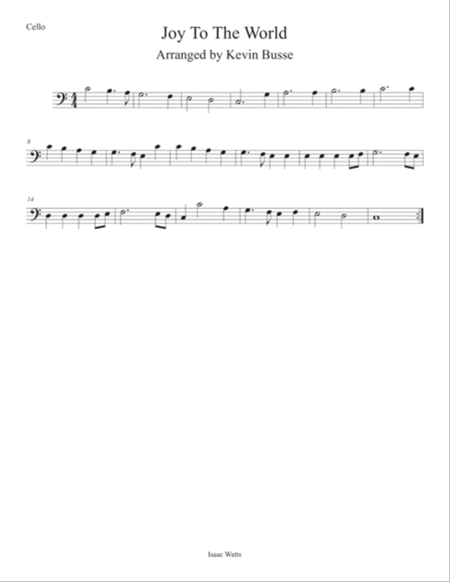Joy To The World (Easy key of C) Cello Cello Solo scores gallery preview page 1