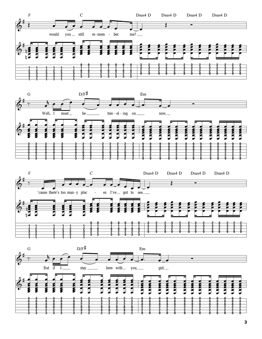 Free Bird Acoustic Guitar scores gallery preview page 3