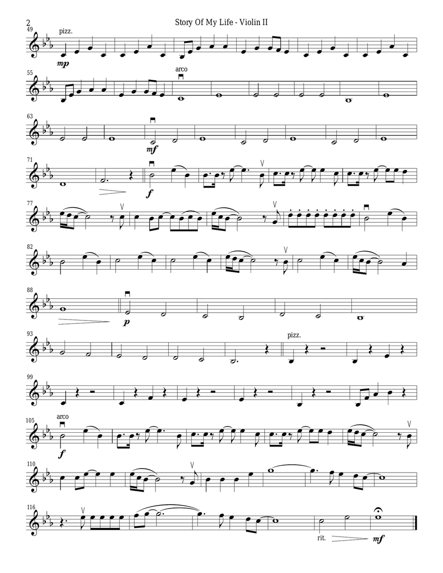 Story Of My Life String Quartet scores gallery preview page 5