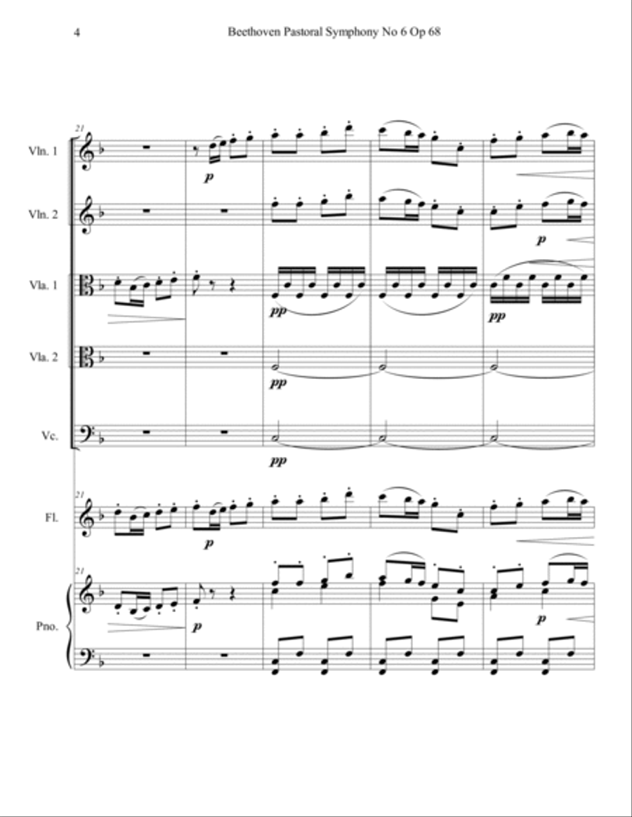 Beethoven Pastoral Symphony No 6 Countryside Arrival String Quartet String Quartet scores gallery preview page 4