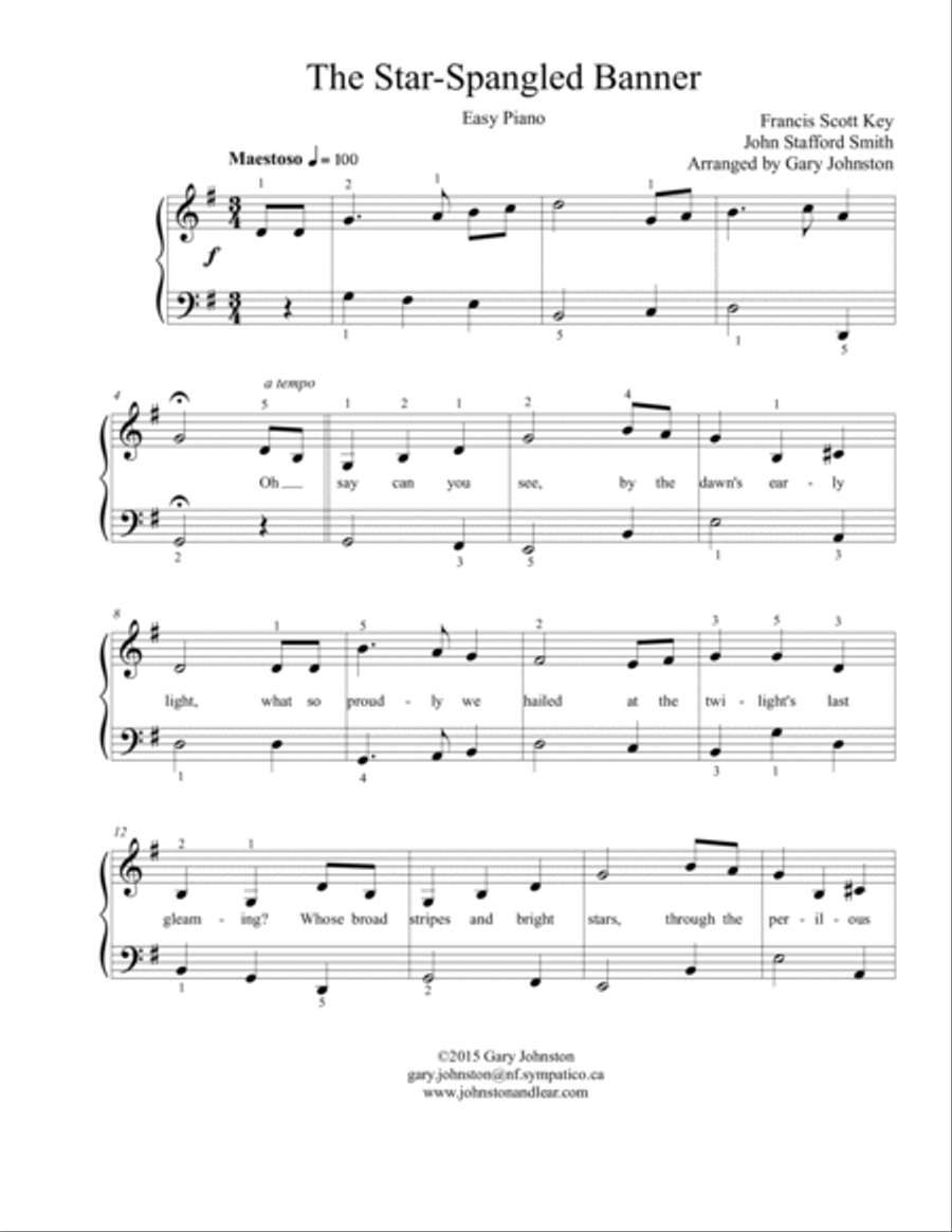The Star - Spangled Banner (Easy Piano Version) Voice scores gallery preview page 2