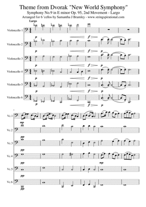 Theme from Dvorak New World Symphony (Largo) for six 'cellos