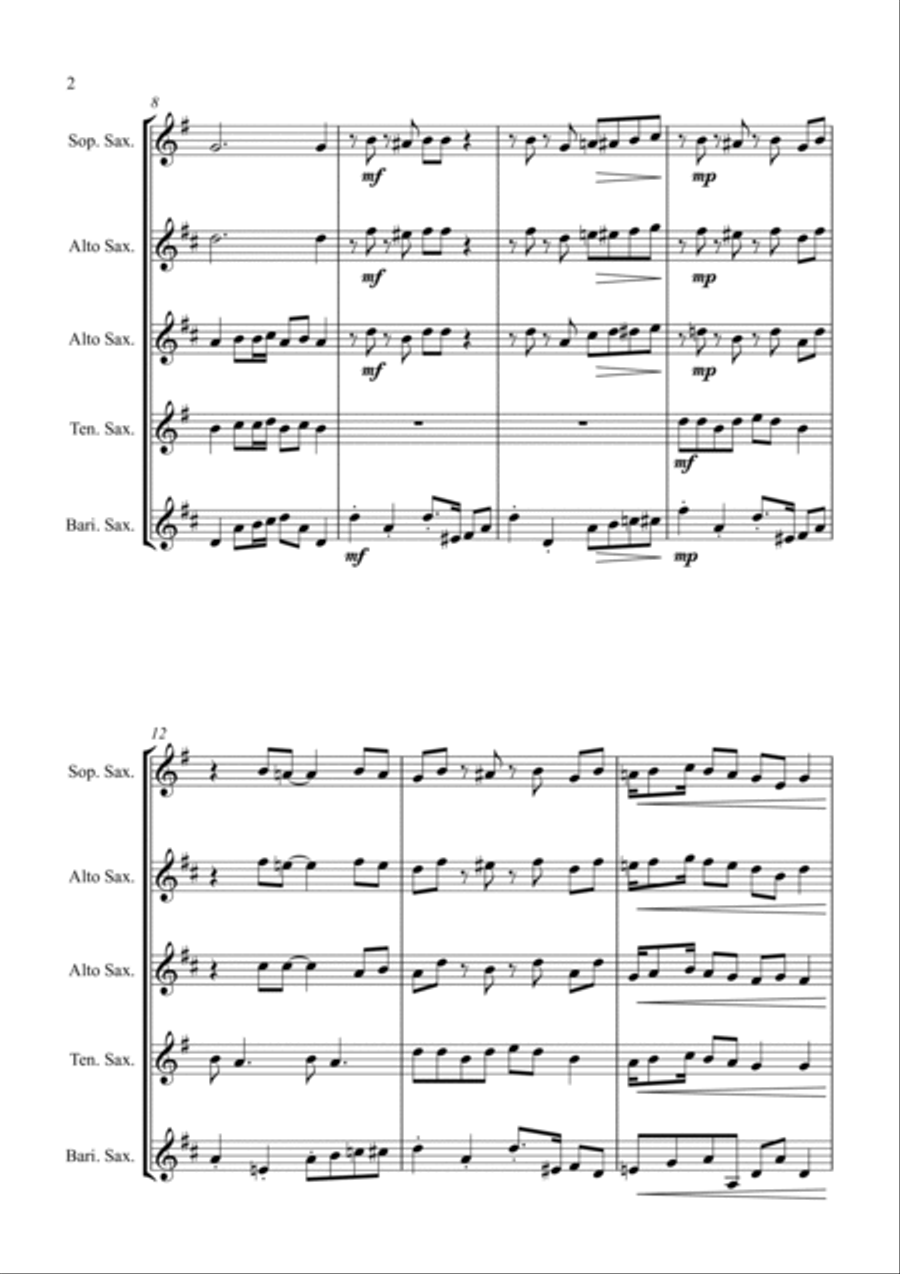 Camptown Races - For Saxophone Quartet Saxophone Quartet scores gallery preview page 2