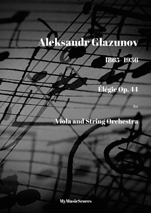 Book cover for Glazunov Elegy Op. 44 for Viola and String Orchestra