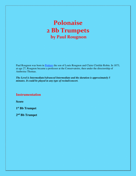 Polonaise de Concert - Paul Rougnon - for 2 B Flat Trumpets Duet image number null