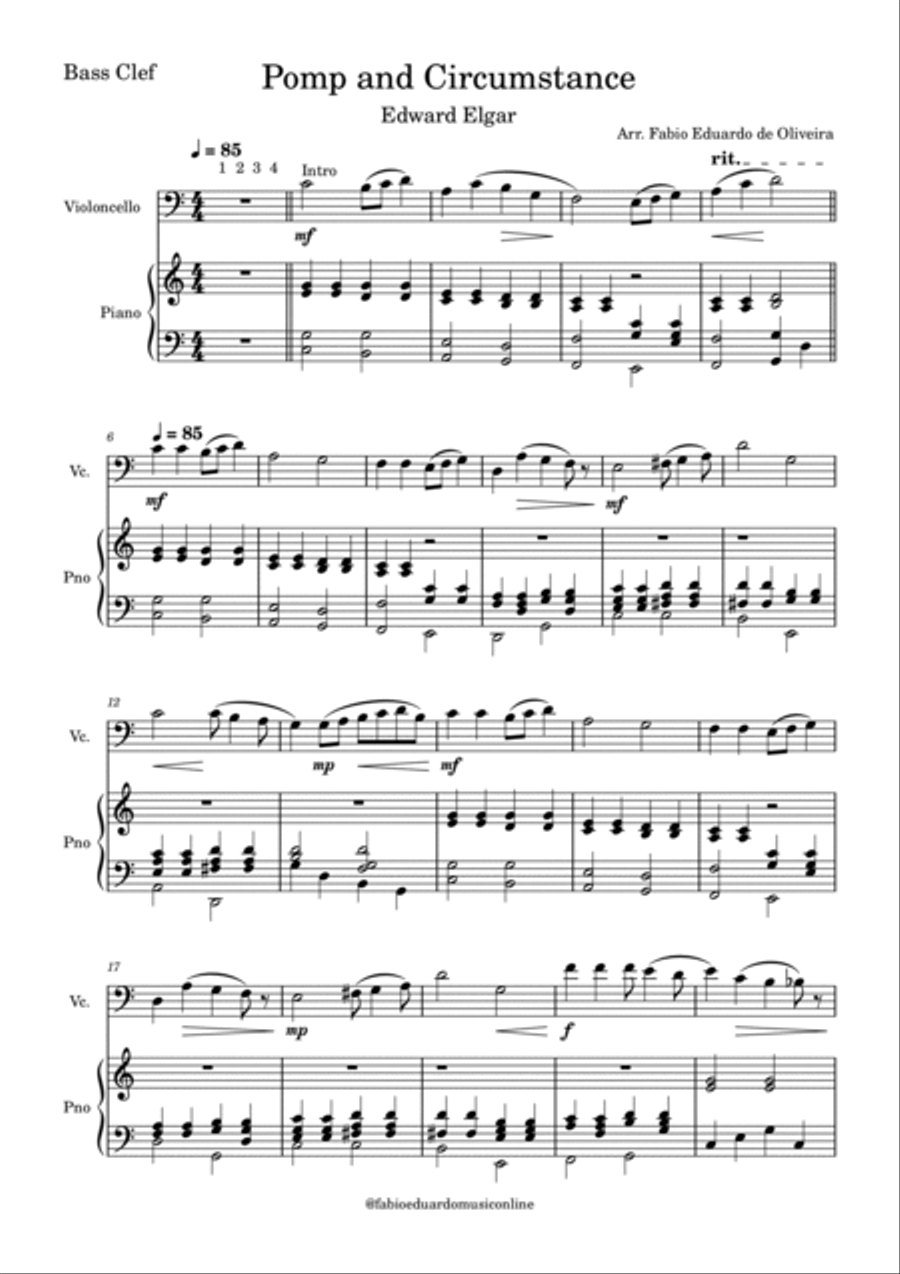 Pomp and Circumstance + FREE Mp3 Playback + PDF Solo and Piano Parts Piano Accompaniment scores gallery preview page 2