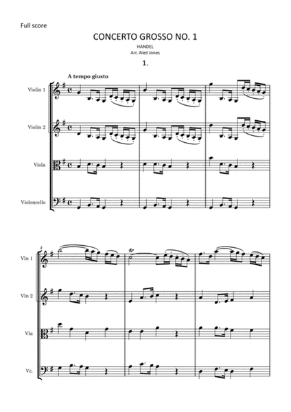 Handel - Concerto Grosso Op.6 No. 1 for String Quartet image number null